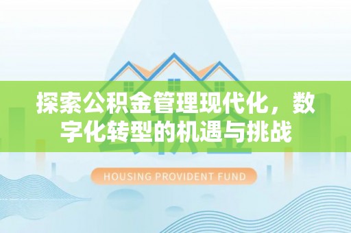 渝水探索公积金管理现代化，数字化转型的机遇与挑战